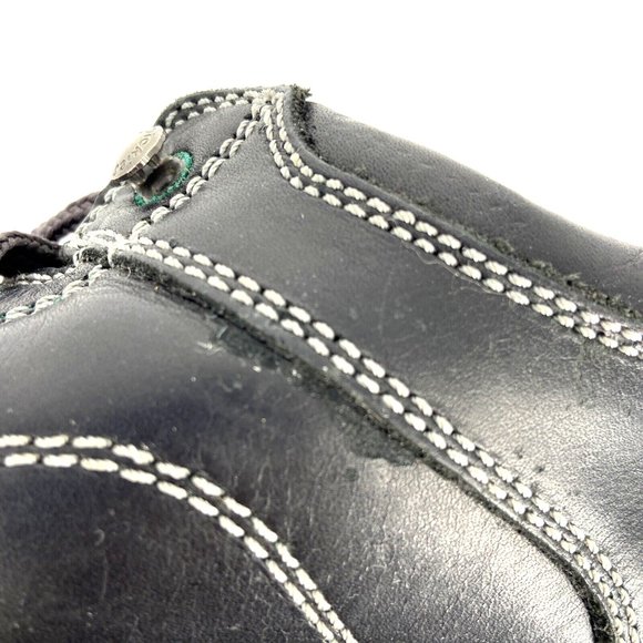 VTG Dickies Leather Lug Sole Shoes Black Womens Size 7 Genuine Grunge Speed Lace - Picture 10 of 16